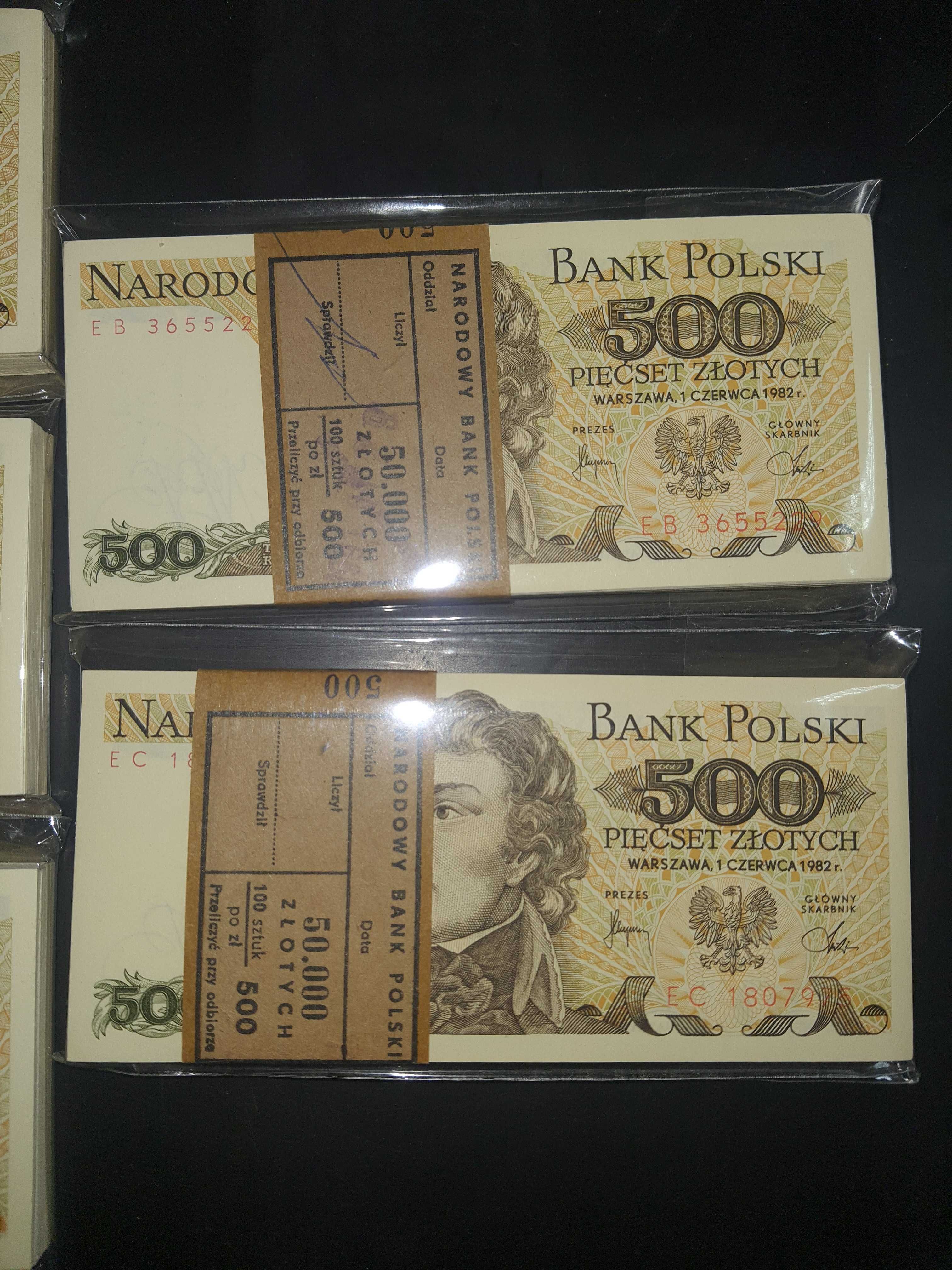 OKAZJA !!! Paczka 500 ZŁOTYCH 1982 r. UNC !!! Rzadkie serie !