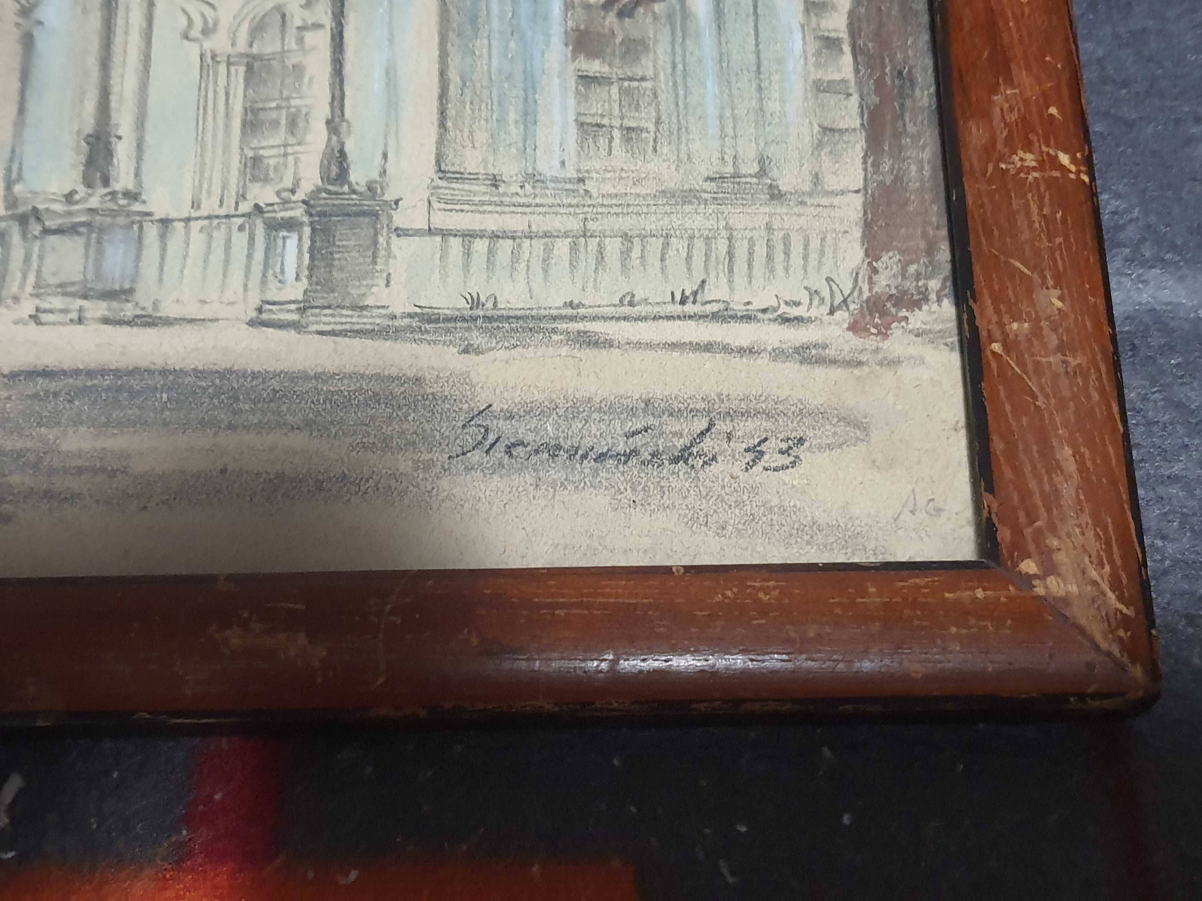 Mieczysław Siemiński "Pałac na wodzie w Łazienkach " Akwarela