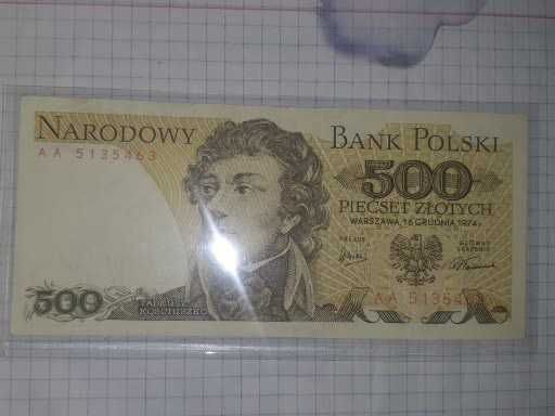 500 złotych 1974 s. AA - B. RZADKI !!!