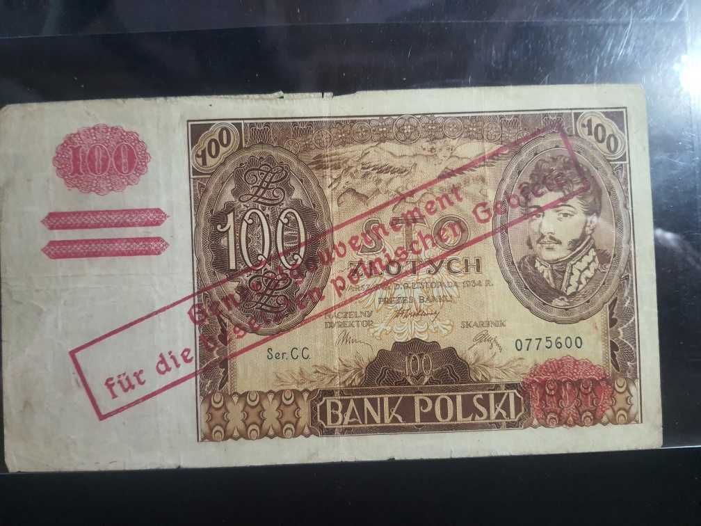 RARYTAS !!! 100 złotych 1934 oryginalny nadruk !!! RARYTAS !!!