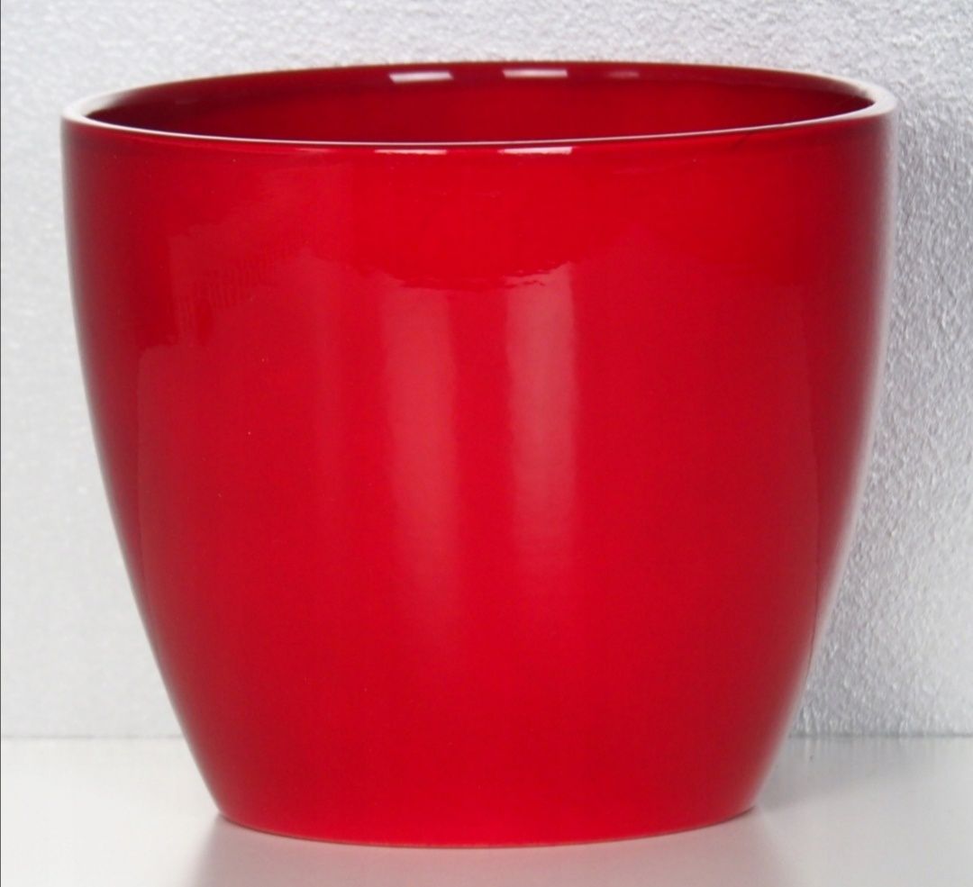 6x osłonka ceramiczna donicy 14, 13, 11, 10 cm czerwone osłonki donica