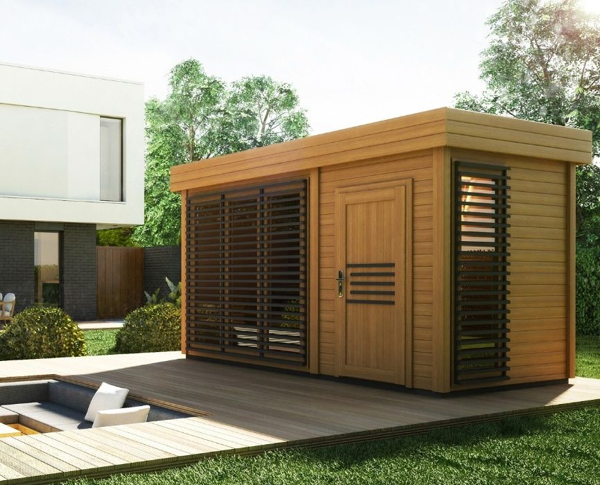 Sauna fińska zewnętrzna Azalia OD RĘKI komfortowa do ogrodu