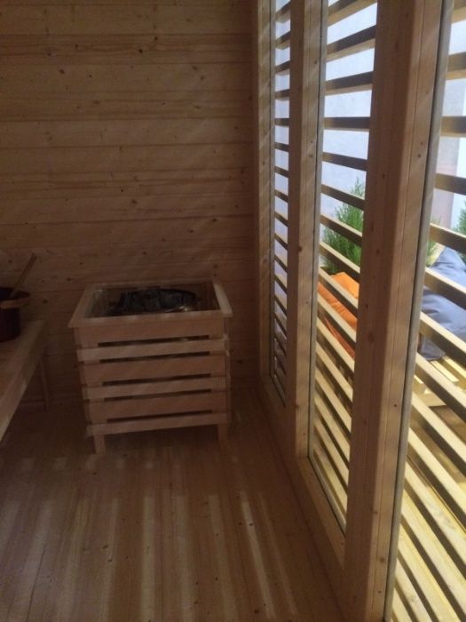 Sauna fińska zewnętrzna Azalia OD RĘKI komfortowa do ogrodu