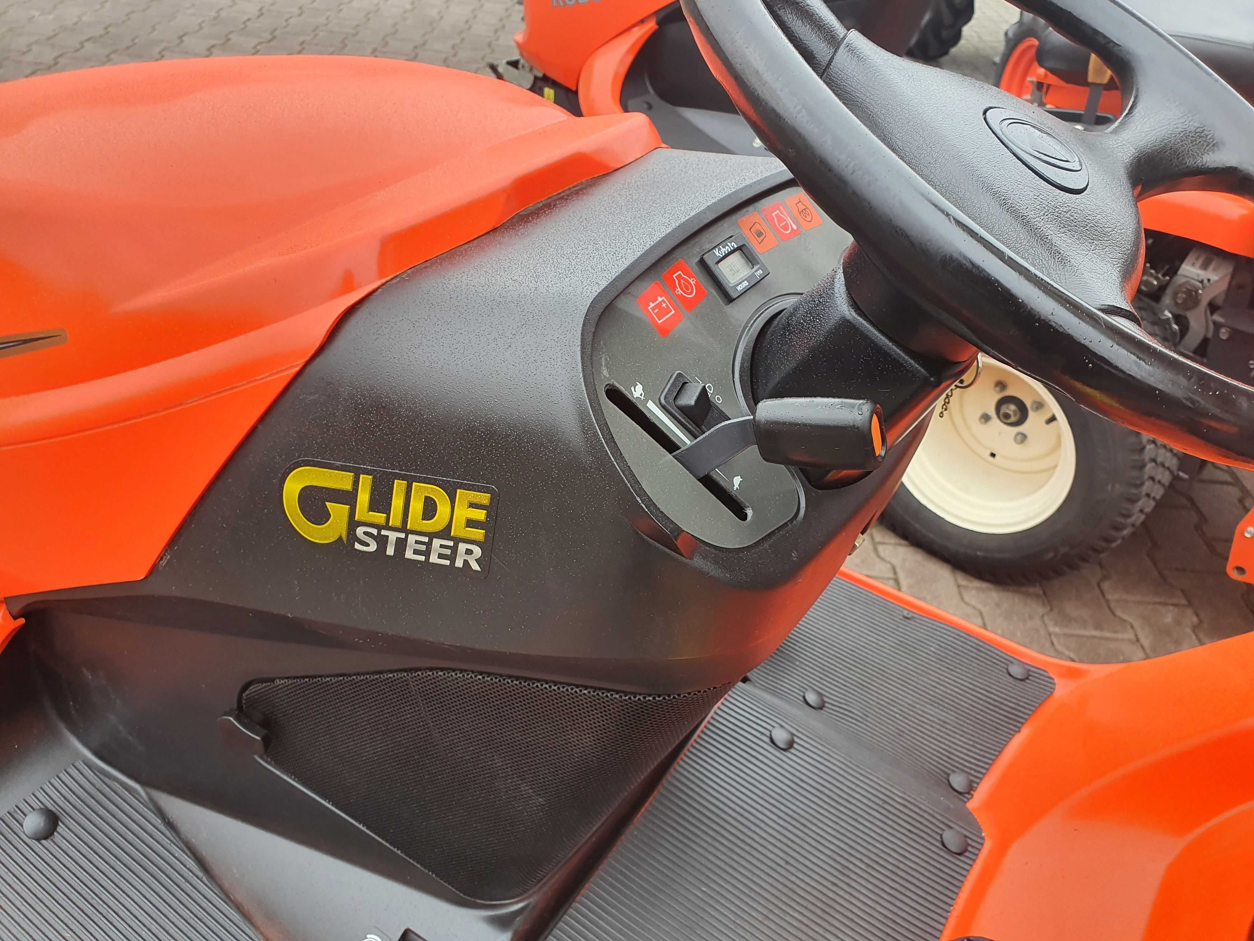 Kosiarka traktor ogrodowy na duże powierzchnie Kubota GR2120 diesel 21KM 3-cylindry, wspomaganie, hydraulika, 4x4, kosz 450L, agregat 122 cm, wałek