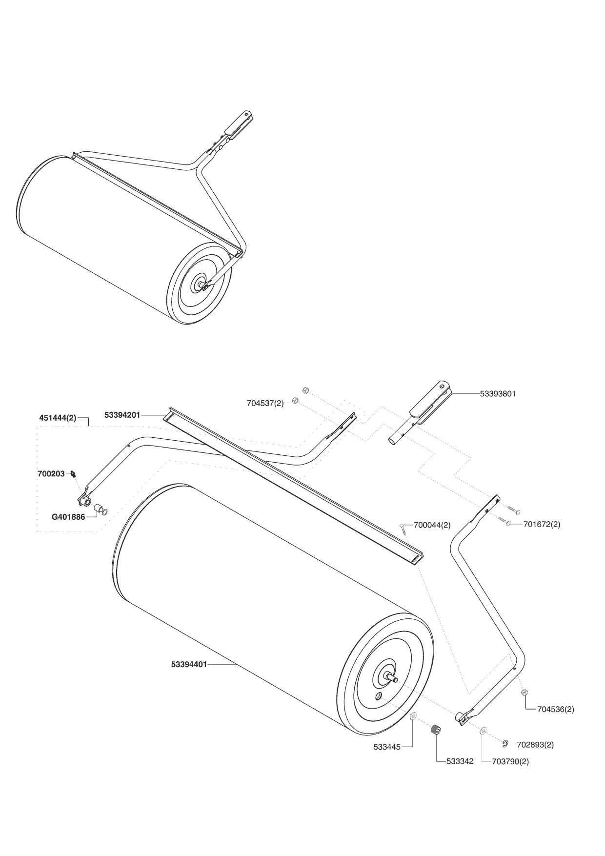 WALEC OGRODOWY GW 100 cm do traktorów ogrodowych