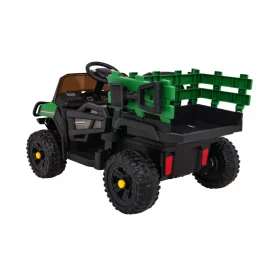 Zabawka samochód na akumulator Autko Farmer Pick-up dla dzieci kolor Zielony + Pilot + Bagażnik + Łopatka + EVA + radio MP3 + światła LED