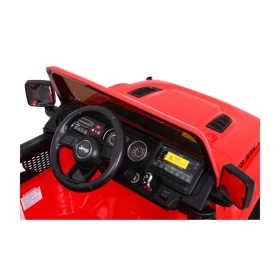 Autko Jeep Wrangler Rubicon na akumulator dla dzieci Czerwony + Pilot + Radio MP3 LED + Koła EVA